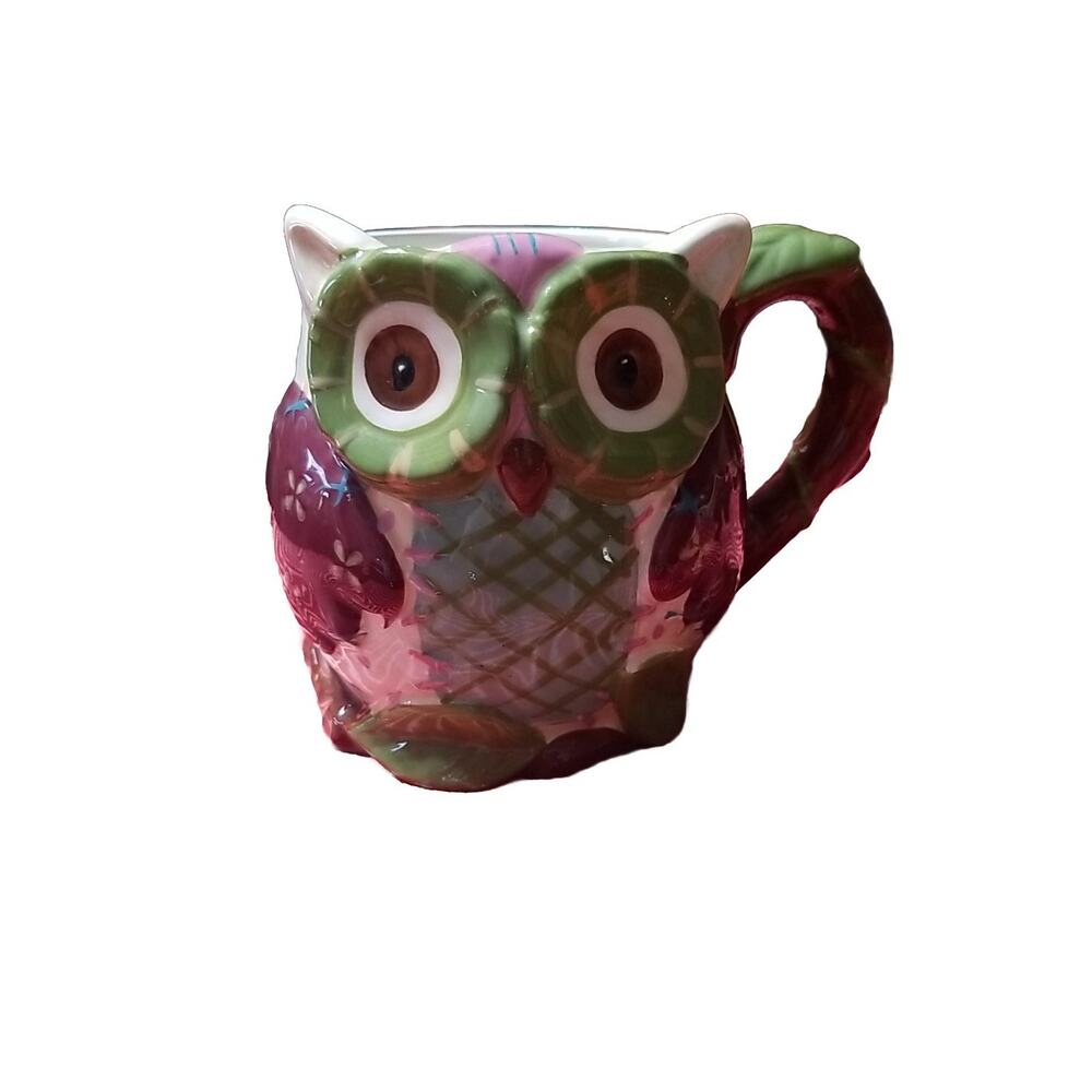 Pier1 Imports Olli The Owl Large 3D Hand-Painted Mug 16 oz Coffee Mug